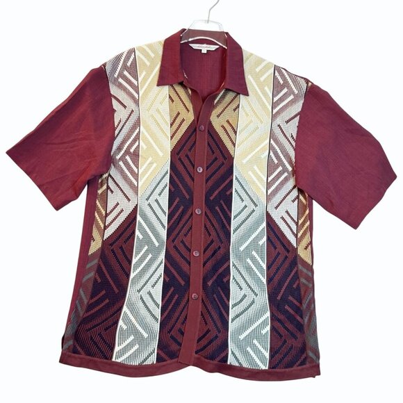 Silversilk 9 Mens L‎ Short Sleeve Silk Knit Button Polo Shirt Rockabilly Mod - Picture 1 of 8